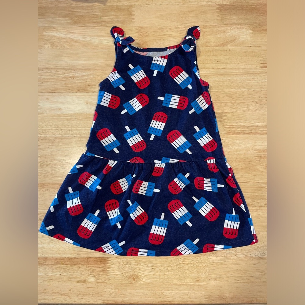 3T Red White and Blue popsicle Tank Dress